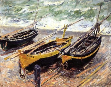  angeln - drei Fischerboote Claude Monet